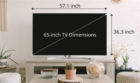 This is wrong! A 60-inch TV is actually 4 times larger than a 30-inch TV, and this is why every inch matters. How is that? Keep reading to find out. TV Sizes Explained. The size of a television refers to its diagonal length expressed in inches—not its width or height. ... TV 2: 65 ” Size: 32" 65" Width: 27.89” ...
